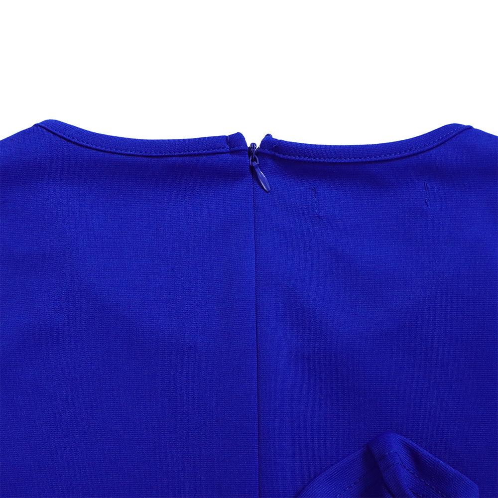 Женское деловое платье большого размера с круглым воротником и средними рукавами, элегантное цельное однотонное платье-футляр