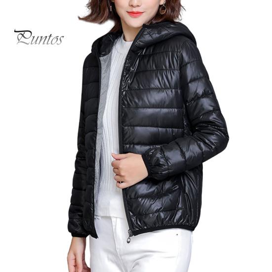 Women Cold Weather Coat Fall Winter Padded Hooded Thick Long Sleeve Warm Solid Color Soft And Outerwear Smooth Slim Fit Zipper Closure Pockets