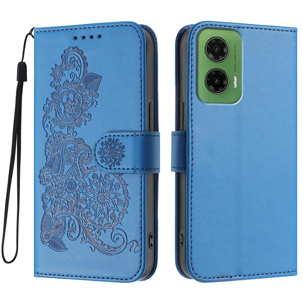 Для Motorola Moto G35 5G Чехлы для телефонов Кожаный кошелек с цветком мандалы Мобильная крышка со шнурком