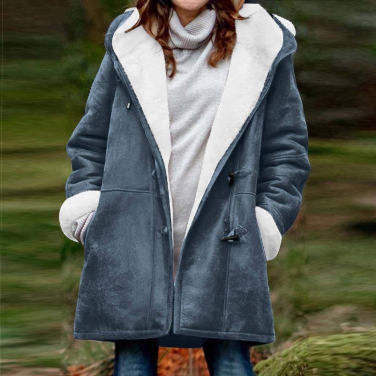 Women Casual Fashion Outerwear Long Sleeve Hooded Jacket Coat Autumn Winter Solid Color Print