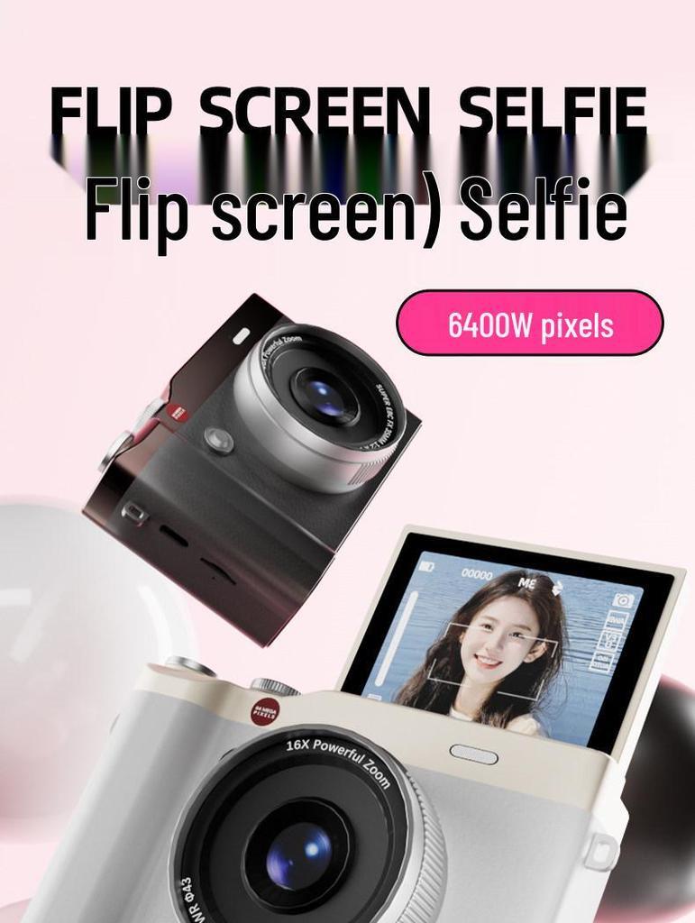 CCD Digital Camera with Dual Lenses - Retro Flip-Phone Style, Perfect for Students and Kids, Connects to Phone.