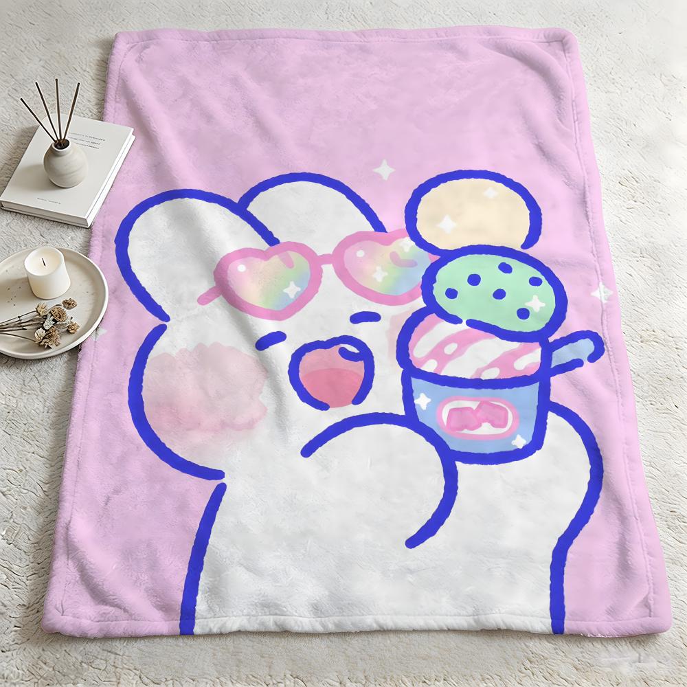 character mmongmongg Throw Warm Soft Flannel Blanket Multiuse for Sofa Bed Camping Travel Nap