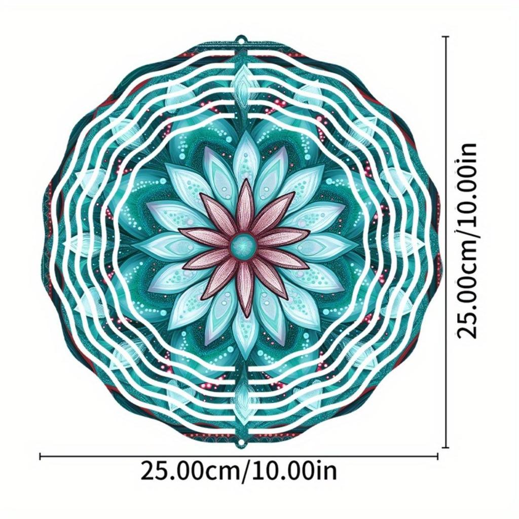 10 Inch Hanging Spinner Wind Chime with Mandala Design 360 Degree Hook for Garden Balcony Lawn Summer Decor Creative Gift Idea