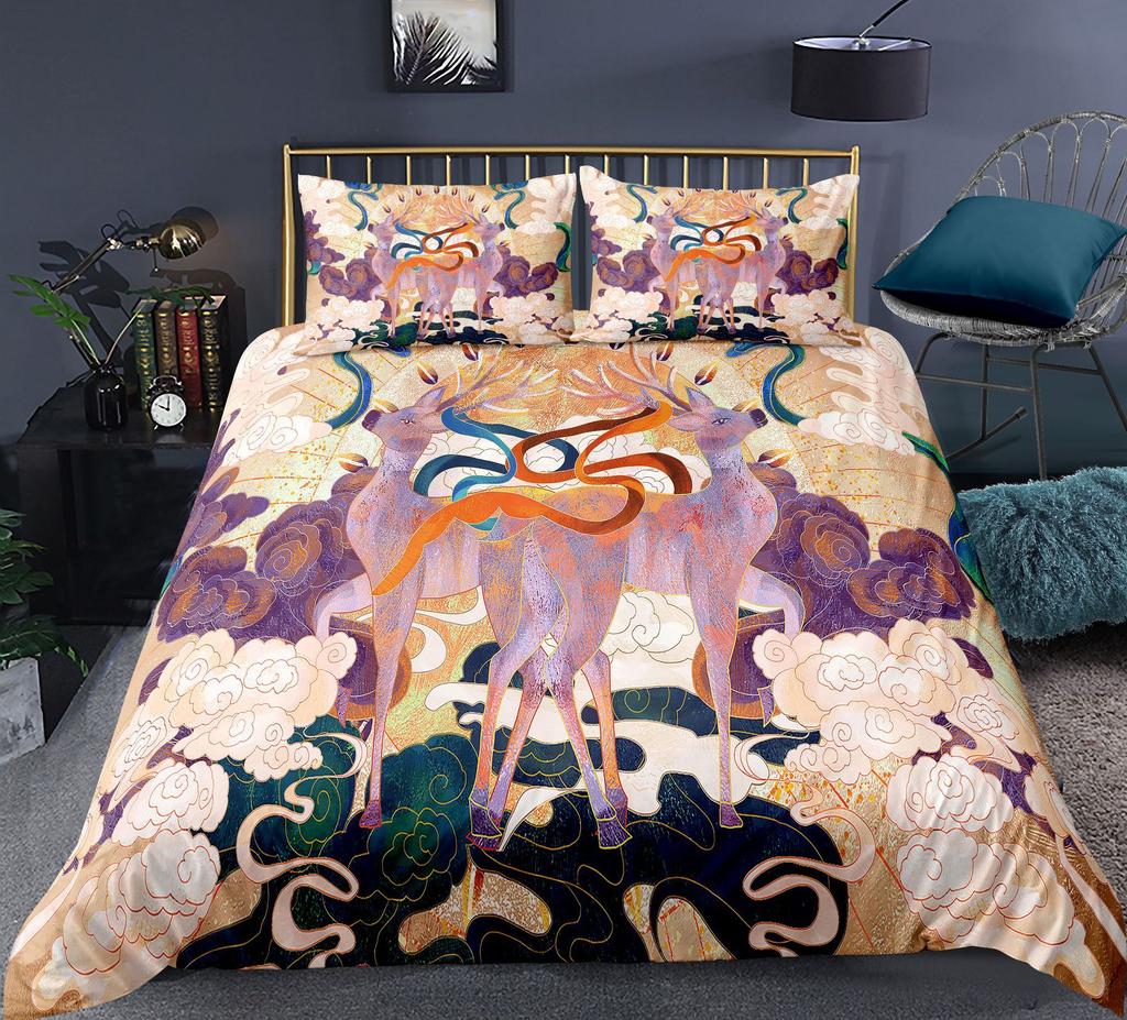 Chinoiserie Animal Polyester Duvet Cover Set King Colorful Phoenix Mountain River Landscape Asian Culture Theme For Kids Teens