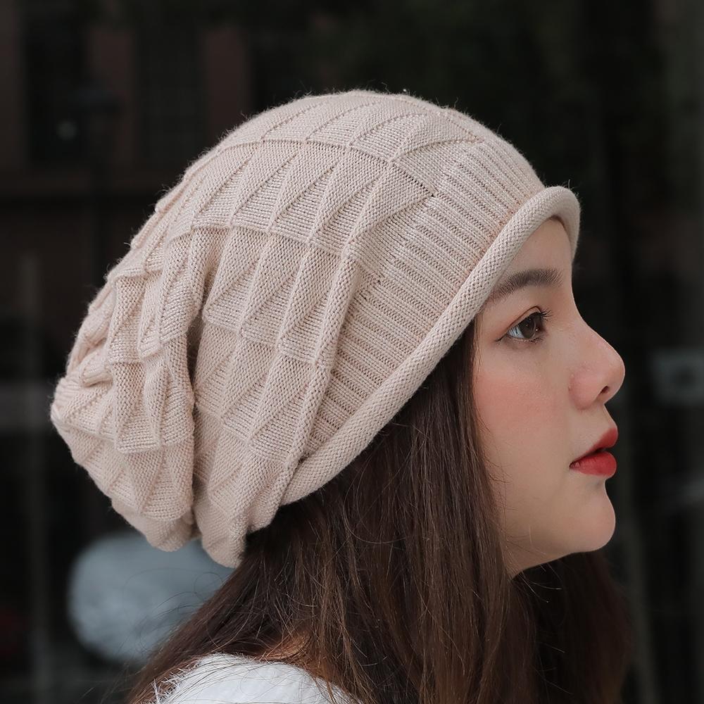 Winter Knitted Hat for Women Baggy Slouchy Beanie Hats Outdoor Warm Cap Bonnet Female Snow Skiing Warm Woolen Caps