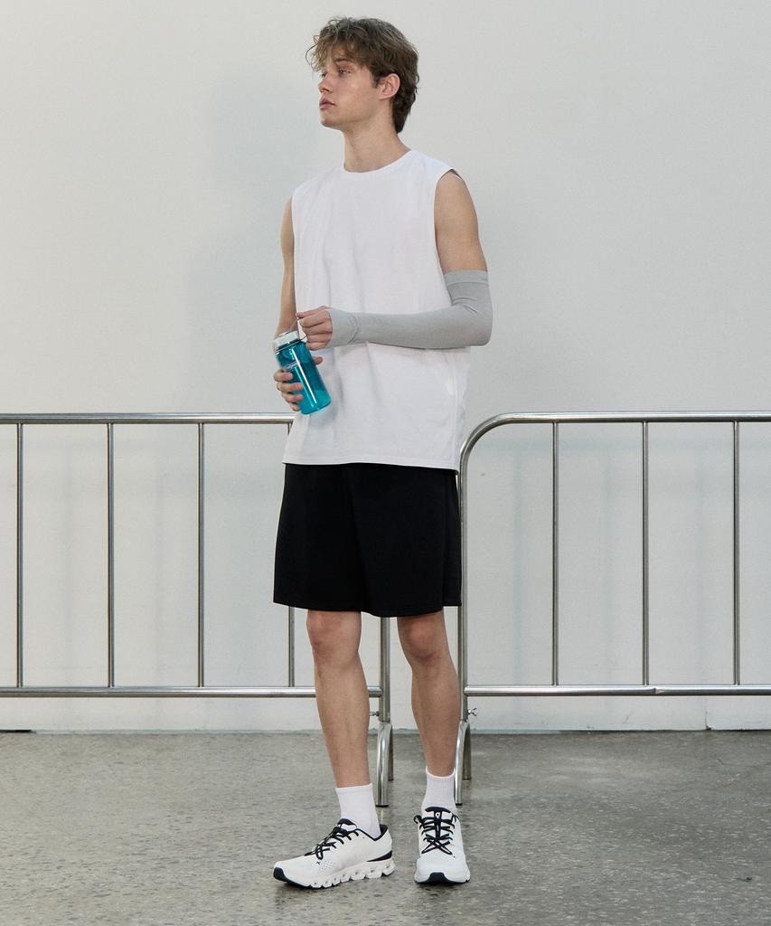 BASIC HOUSE Men'S Cool Sorona Round Neck Sleeveless T-Shirt White Lzts3105
