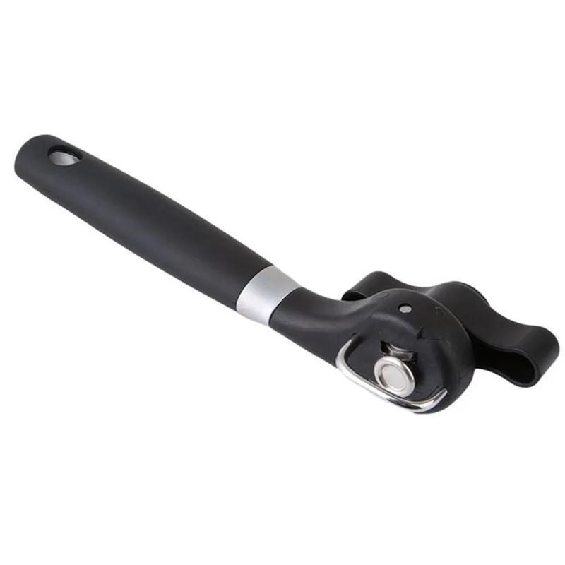 Stainless Steel Kitchen Tool Safety Hand-actuated Can Opener Side Cut Easy Grip Manual Knife for Cans Lids