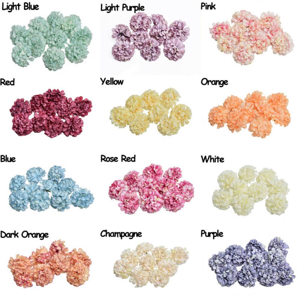 50PCS Artificial Silk Floral Flower Head Hydrangea Wedding Party Decor Craft DIY