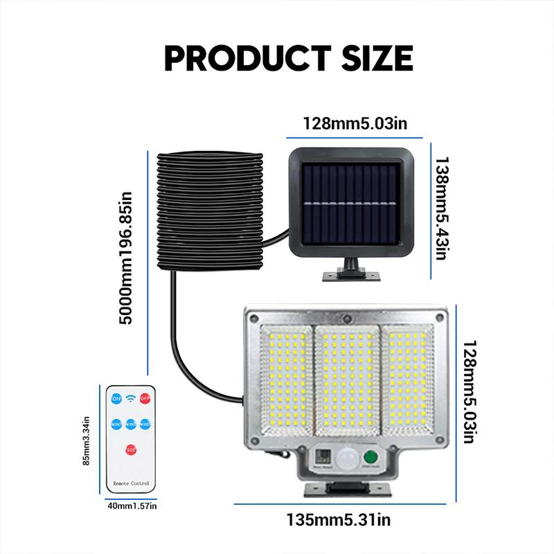 192LED Split Solar Lamp 3 Lighting Modes Outdoor Decoration Sunlight Wall Light PIR Motion Sensor Waterproof Garden Garage Lamp