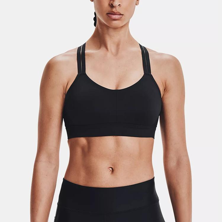 Under Armour Dfo Heatgear® Логотип с принтом цветных блоков средней интенсивности спортивный бюстгальтер женское нижнее белье черный 1362370-001