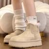 Зимние Новые Бархатные Утолщенные Теплые Хлопковые Ботинки Маффины Толстая Подошва Ботинки на Высокой Платформе Снежные Ботинки Женская Обувь