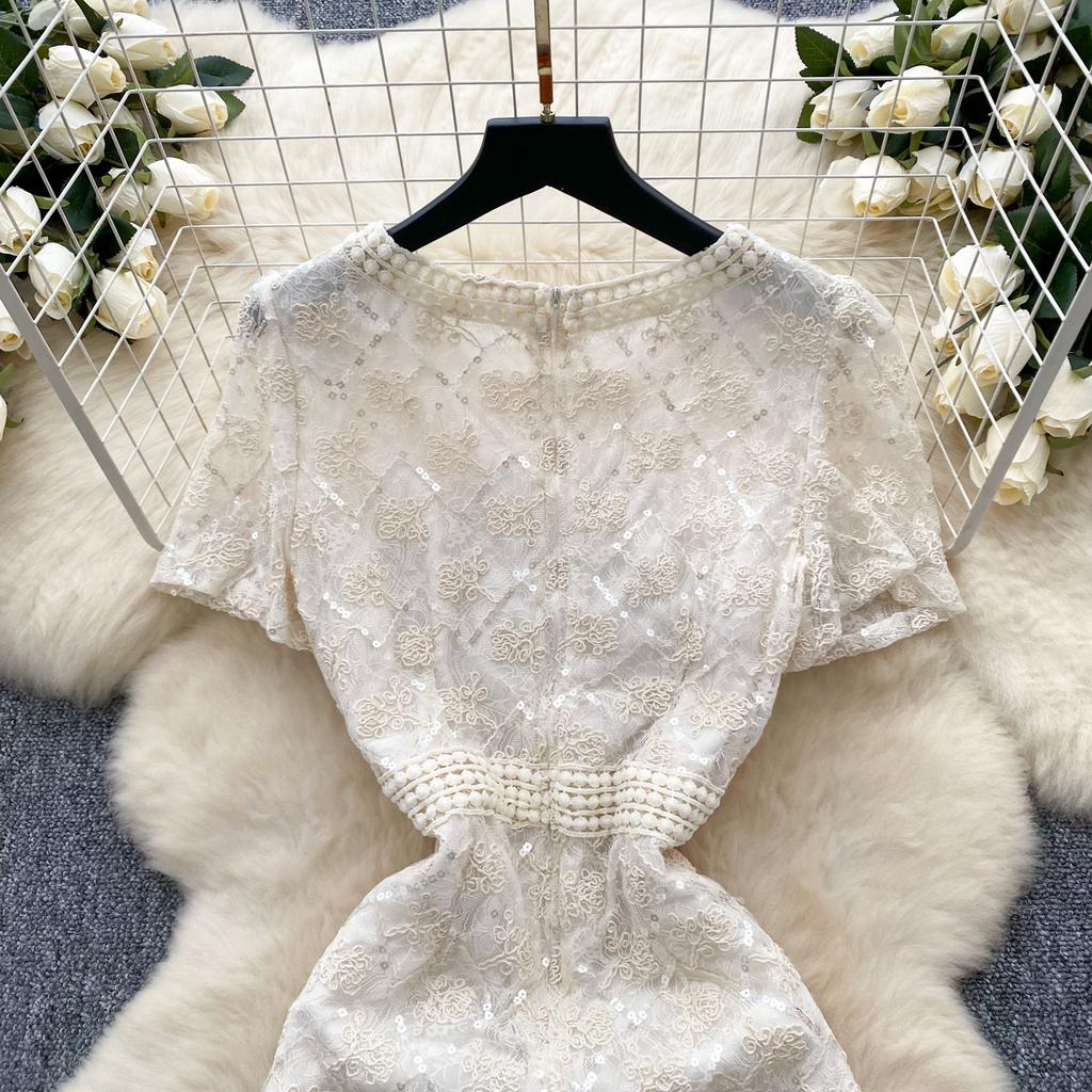 Summer Small Size Women Embroidery Flower Sequined Slim Bodycon Student Princess Party Dresses For Graduation