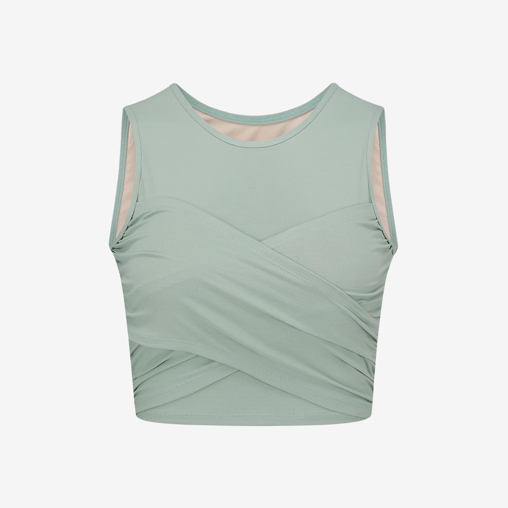 Новая короткая спортивная майка, женская футболка без рукавов, топ для фитнеса, тонкий крестик, включая нагрудник, одежда для йоги