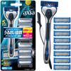 Kai Axia Razor Value Pack Тонкие сменные лезвия 9 штук Бонусная бритва 5-лезвийная бритва Kai Мужская Т-образная
