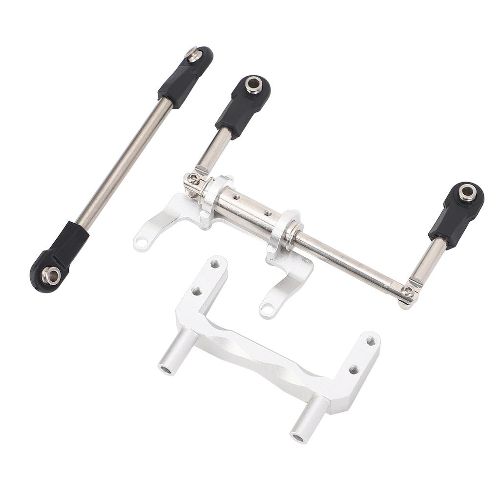 1 10 RC Servo Mount with Hydraulic Steering Link Aluminum Alloy Lightweight Adjustable Damping for SCX10 Models Silver