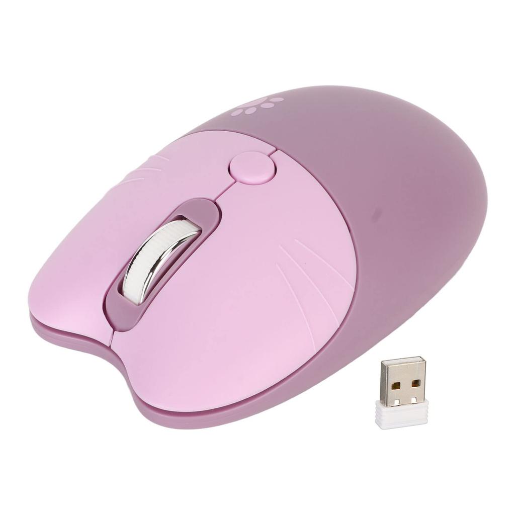 Cute Cat Wireless Wireless Silent Mouse with DPI Portable Cute Shape Wireless Mouse with USB Receiver for and Laptops Mouse, 2.4GHz 3-Level