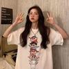 Графическая футболка Crayon Shinchan Женская футболка оверсайз из хлопка Кавайная мультяшная футболка с принтом Уличная одежда Повседневный уличный милый модный топ