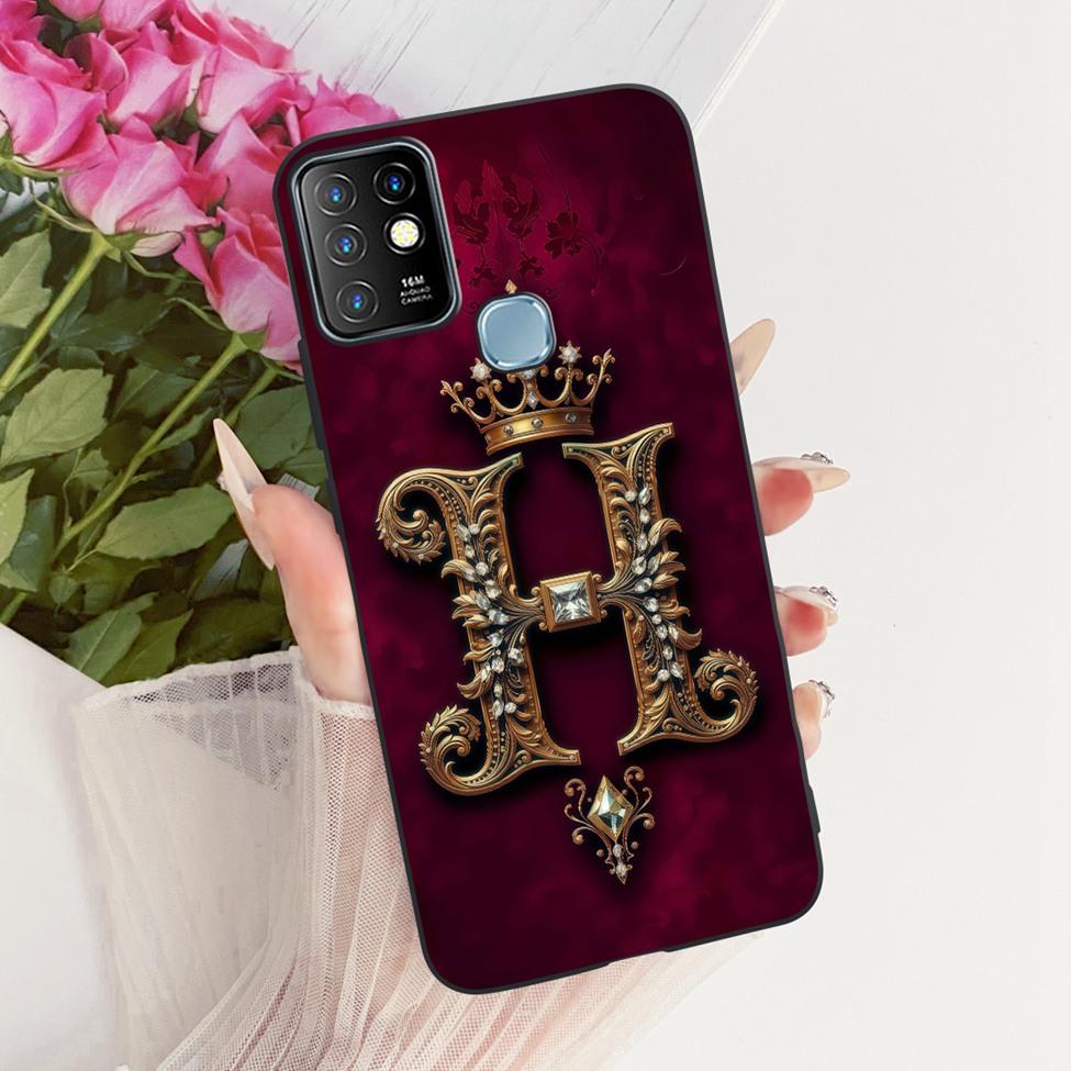 For Infinix Hot 10 Case Cover Luxury A-Z Letters 2D Painted Silicone Bumper For Infinix Hot10 X682B X682C Casing