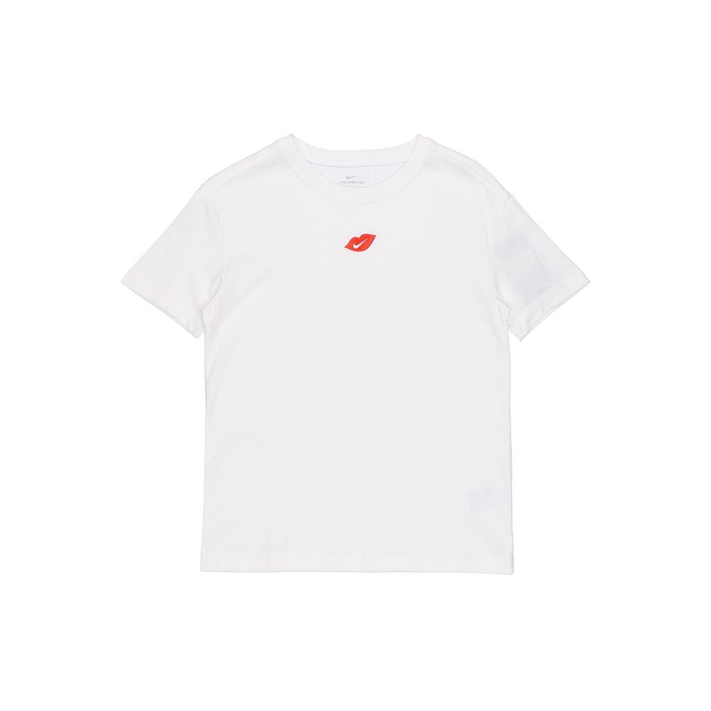 Nike Casual Sport Round Neck Flame Red Lips Short Sleeve T-Shirt Women Tops White DB9819-100