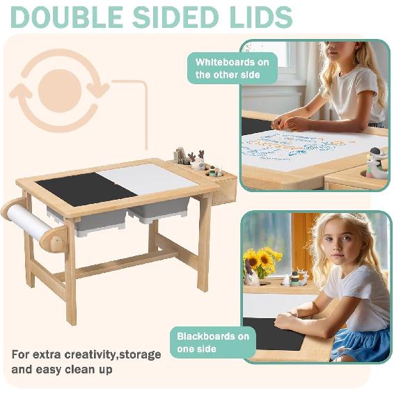 Сенсорный стол для малышей, детский сенсорный стол-контейнер с 2 сенсорными контейнерами и двусторонней доской, подарки на день рождения для мальчиков и девочек