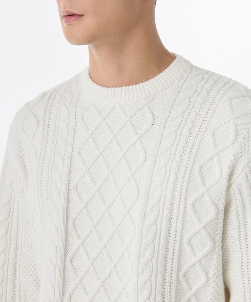 MUSINSA STANDARD Aran Cable Crew Neck Knit [White]