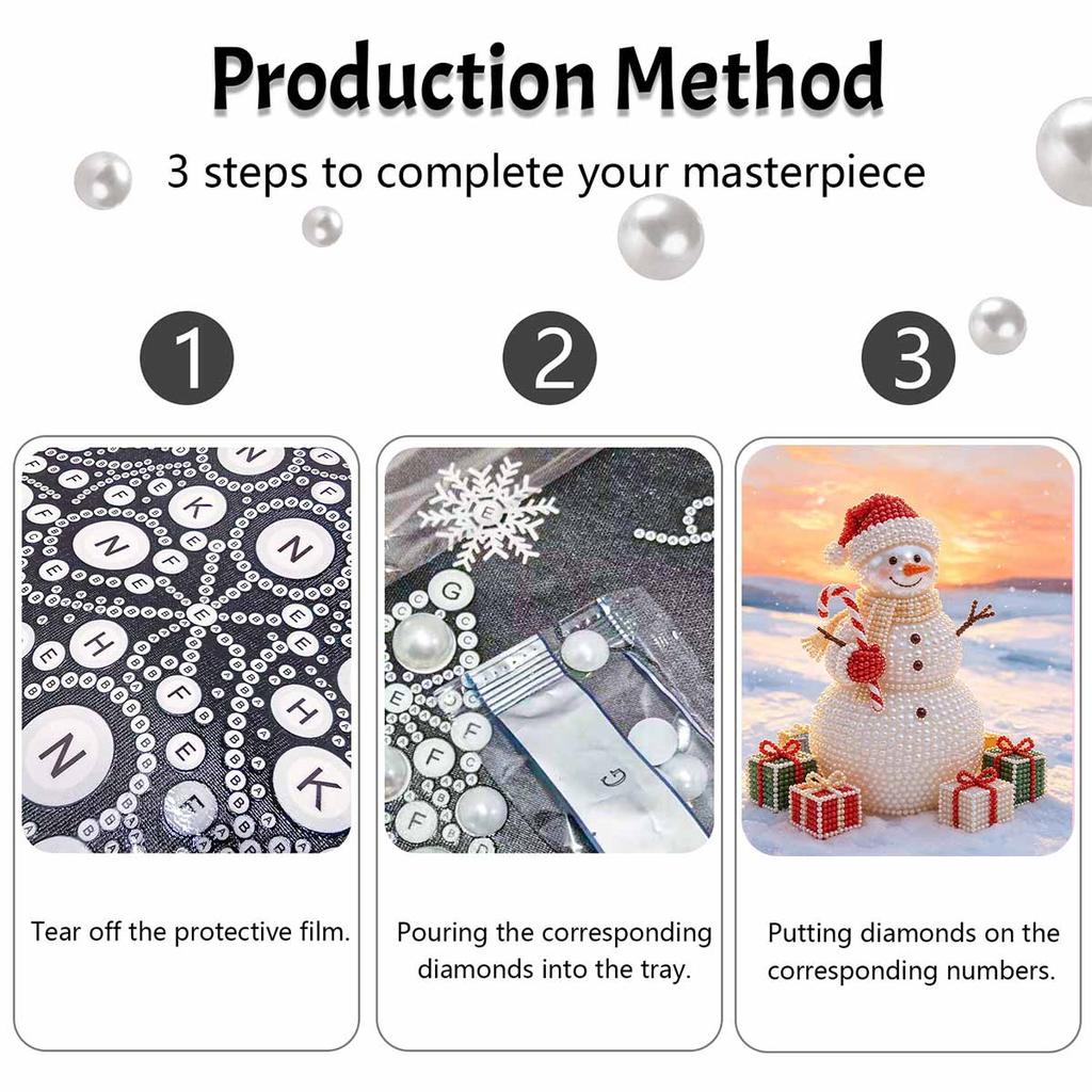 Christmas Snowman Pearl Painting Handmade Pearl Kit Home Decoration Painting