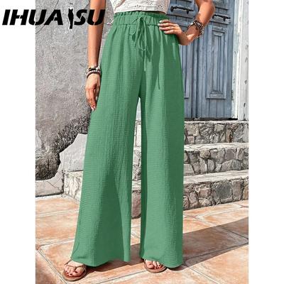 Женская весенне-летняя мода с широкими повседневными брюками Bubble Lattice