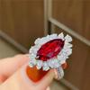 Trendy Simulated Red Tourmaline Horse-Eye Open Ring for Women – High-End Fashion Diamond Ring
