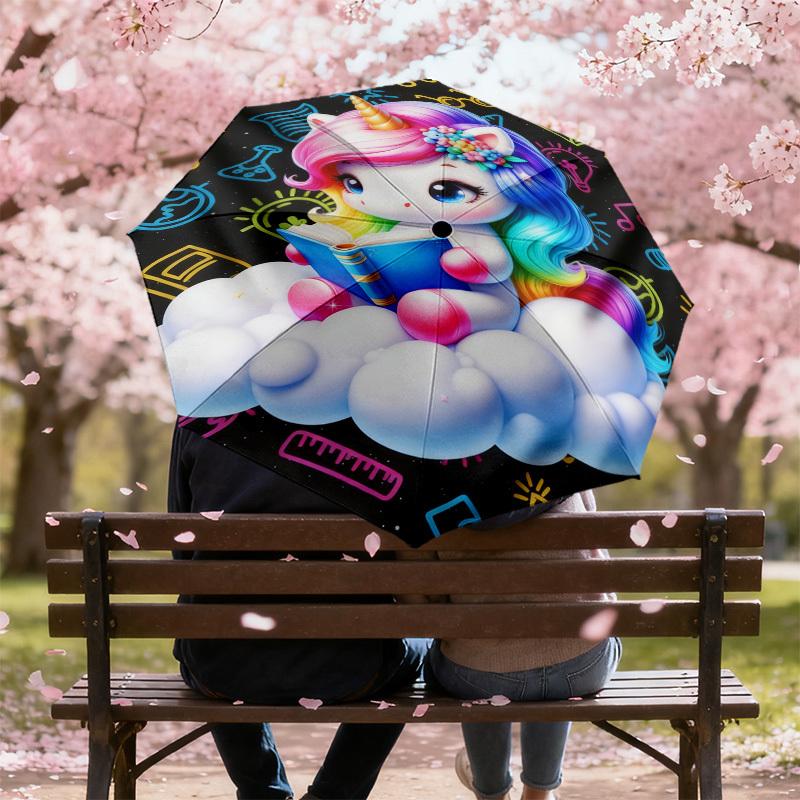 1 шт. Зонт с рисунком единорога и облаков, Автоматическое открытие и закрытие, Высококачественный дорожный зонт, c1128030