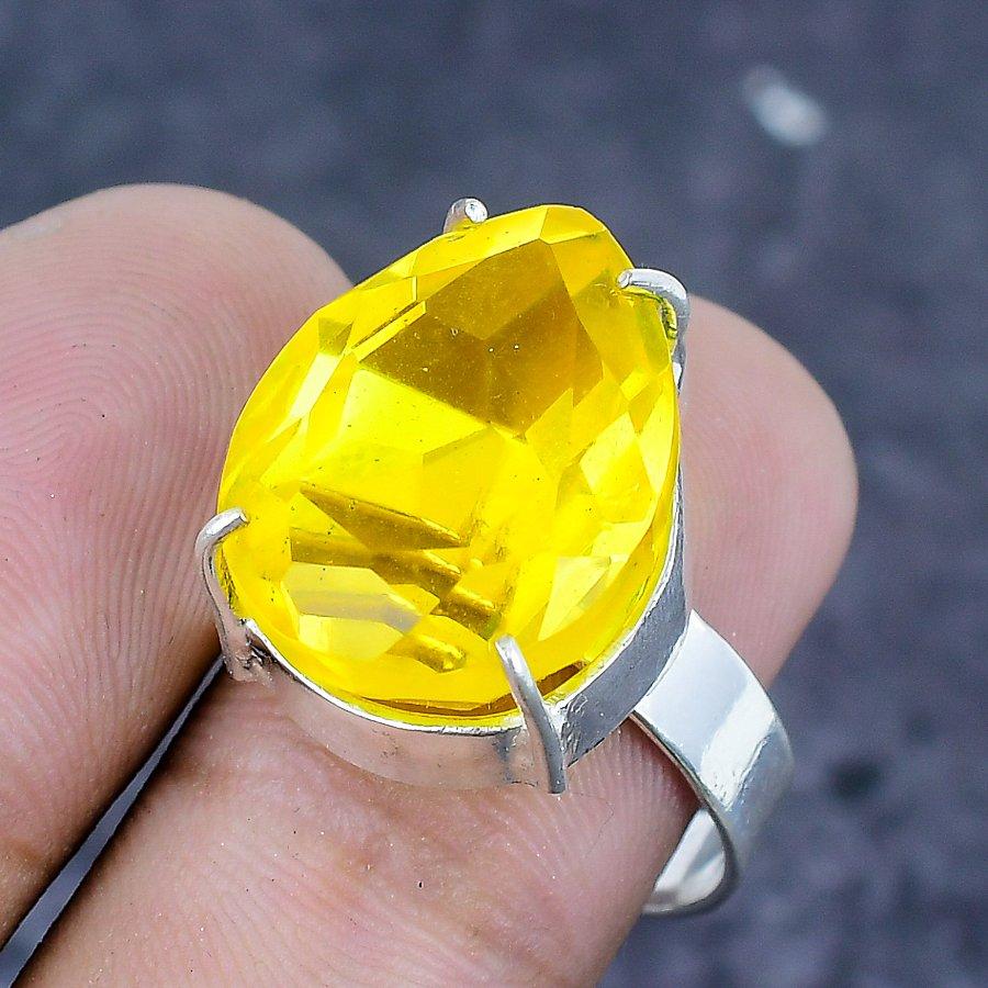 Ювелирное кольцо из стерлингового серебра 925 пробы с цитрином, размер 8