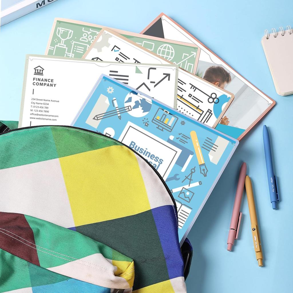 Mr. Pen- Plastic Folders with Front Pocket, 5 pcs, Assorted Colors, 2 Pocket Folder