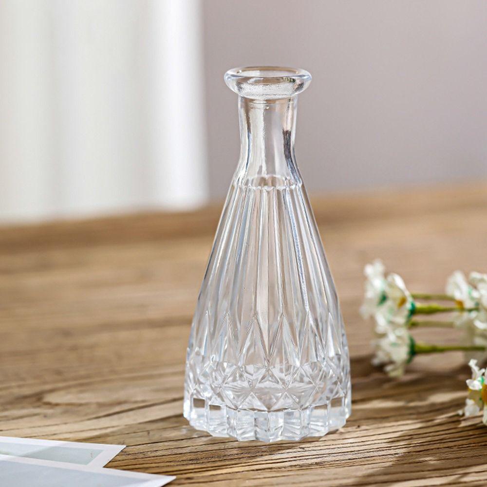Прозрачная стеклянная ваза для цветов, мини-тисненая гидропонная ваза для растений, INS стиль, настольные украшения, украшение для дома, товары для вечеринок