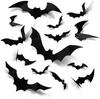 120Pcs 3D Bat Halloween Decoration Stickers for Home Decor 4 Size Waterproof Black Spooky Bats for Room Decals