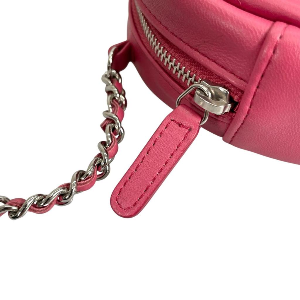 CHANEL COCO Mark Matelasse Round Mini Shoulder Bag lambskin pink Women A70657 Used