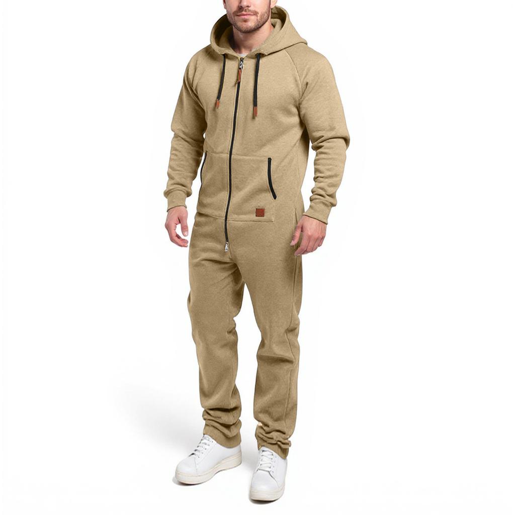 Мужской комбинезон с капюшоном на молнии, пижама, комбинезон, джоггер, спортивный костюм, комбинезон