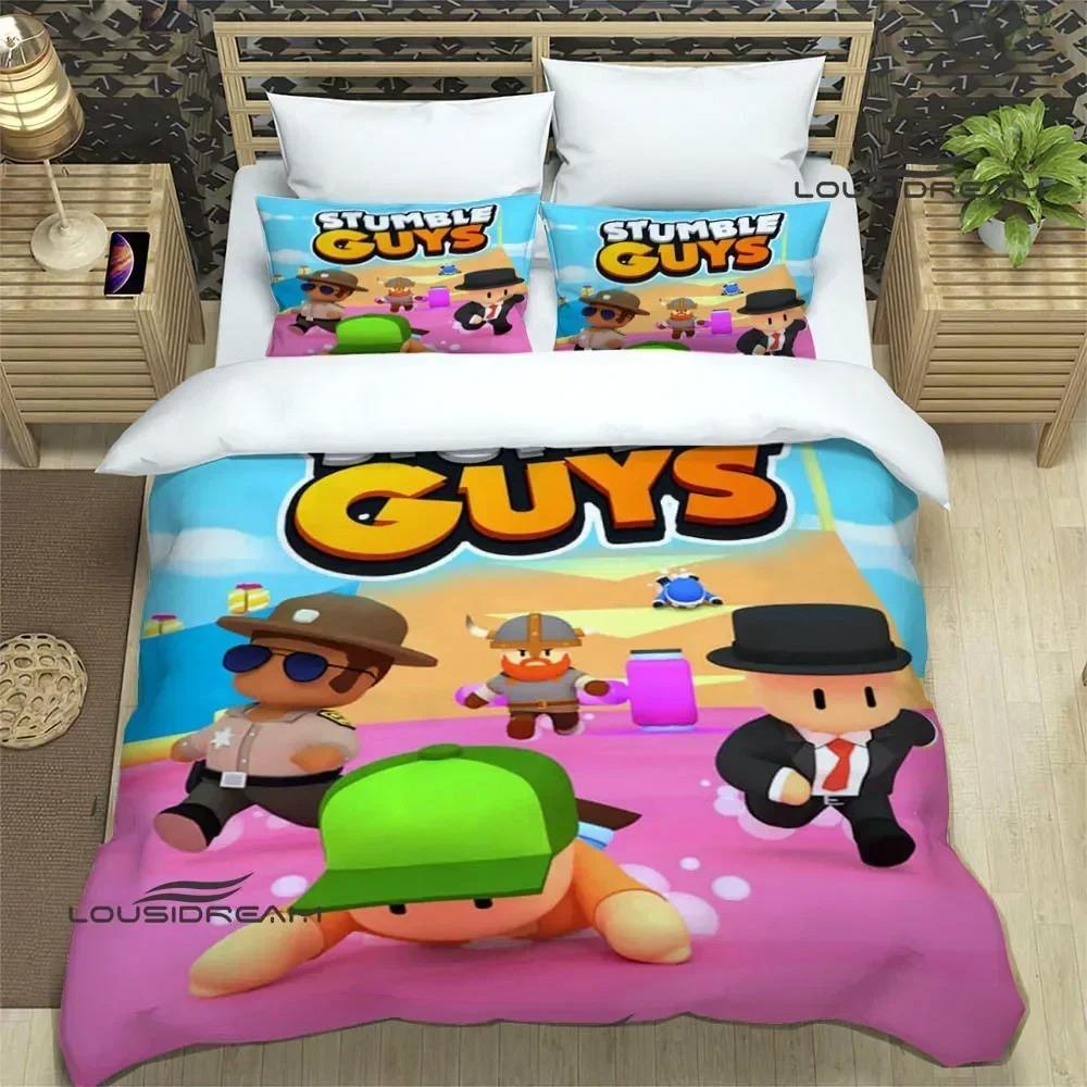 3D Мультяшный Игровой Комплект Постельного Белья Stumble Guys Пододеяльник Комплект Одеял Изысканные Принадлежности для Кровати для Детей Подростков