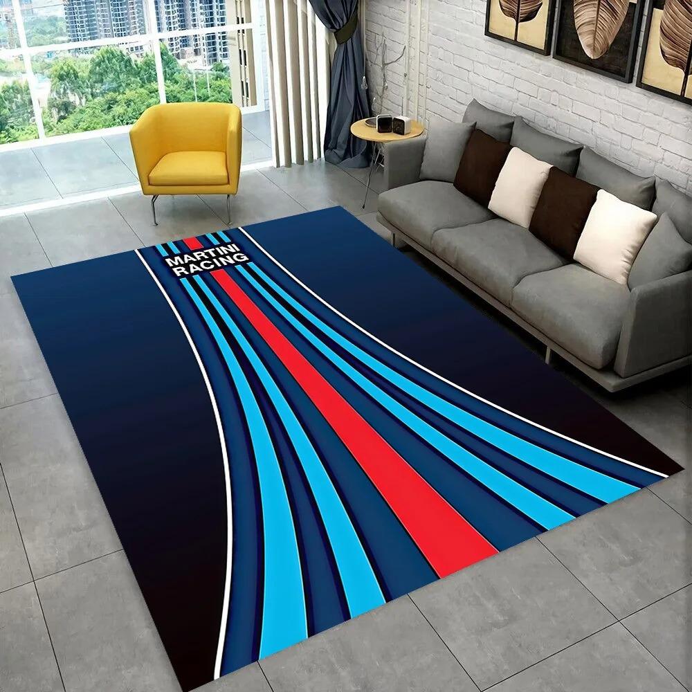 Коврик с логотипом Martini Racing Team Винтажный Логотип Декор для Дома Красно-Синяя Полоска Спортивная Гостиная Напольный Коврик Коврики для Спальни
