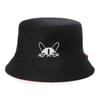 Foldable Bucket Hat Cute Dog Embroidered Fisherman Cap Portable Outdoor Sun Caps  Sun Protection