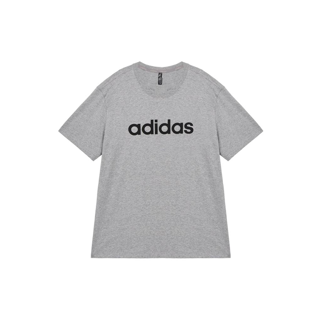 Adidas Круглый вырез с логотипом и буквенным принтом, футболка с коротким рукавом, мужские топы, средне-меланжево-серый JI5073