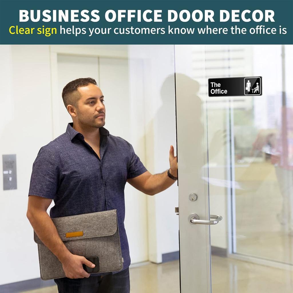 The Office Sign, 9 × 3 Inch Main Official Self Adhesive Office Sign for Door or Wall, Easy tallation, Premium Acrylic Design for Your Home