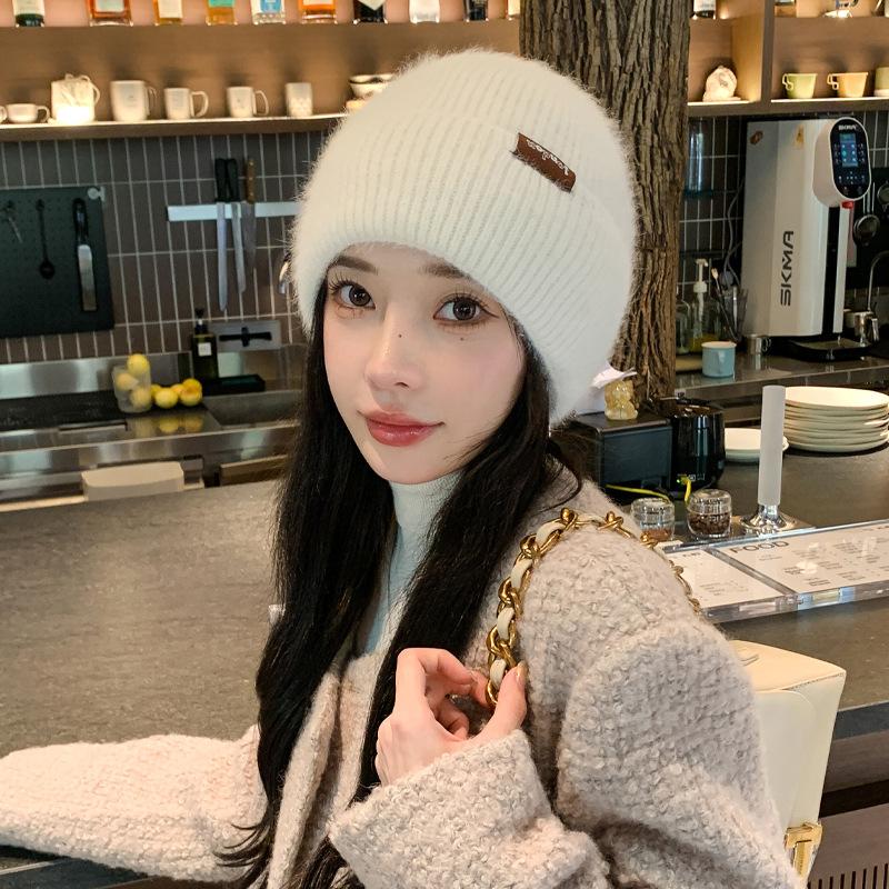 Осенне-зимние шапки женские вязаные шерстяные шапки однотонные универсальные зимние теплые шапки-пуловер прилив