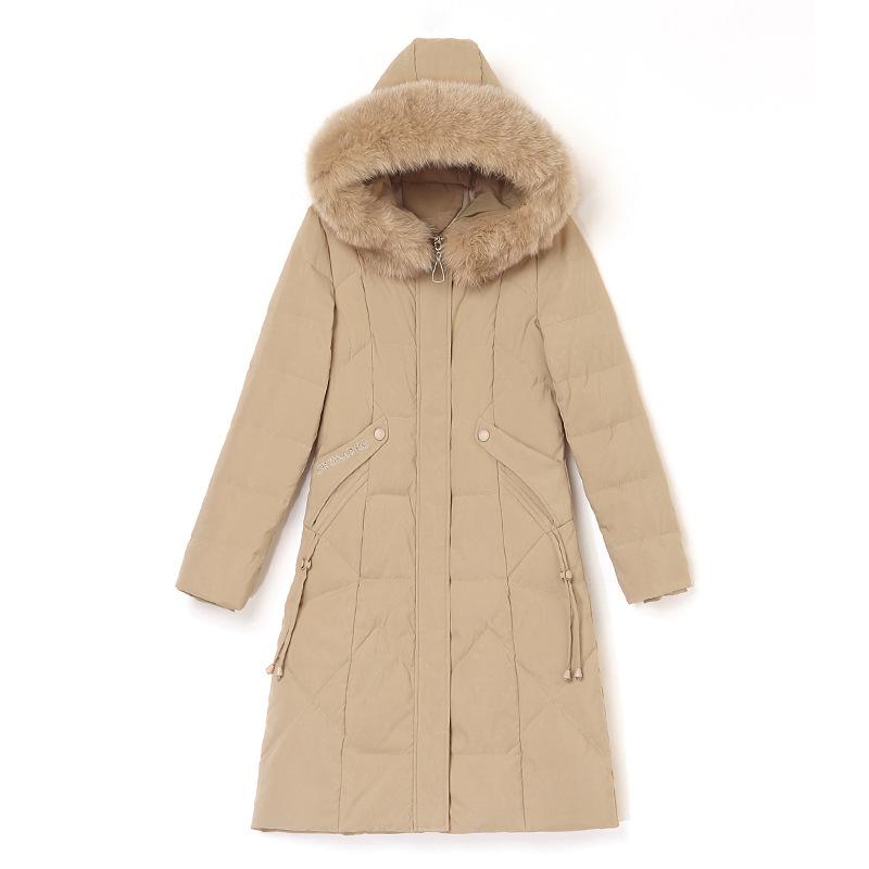 Белая утиная пуховая куртка женская утепленная средней длины выше колена зимняя теплая куртка нового стиля для мам среднего возраста