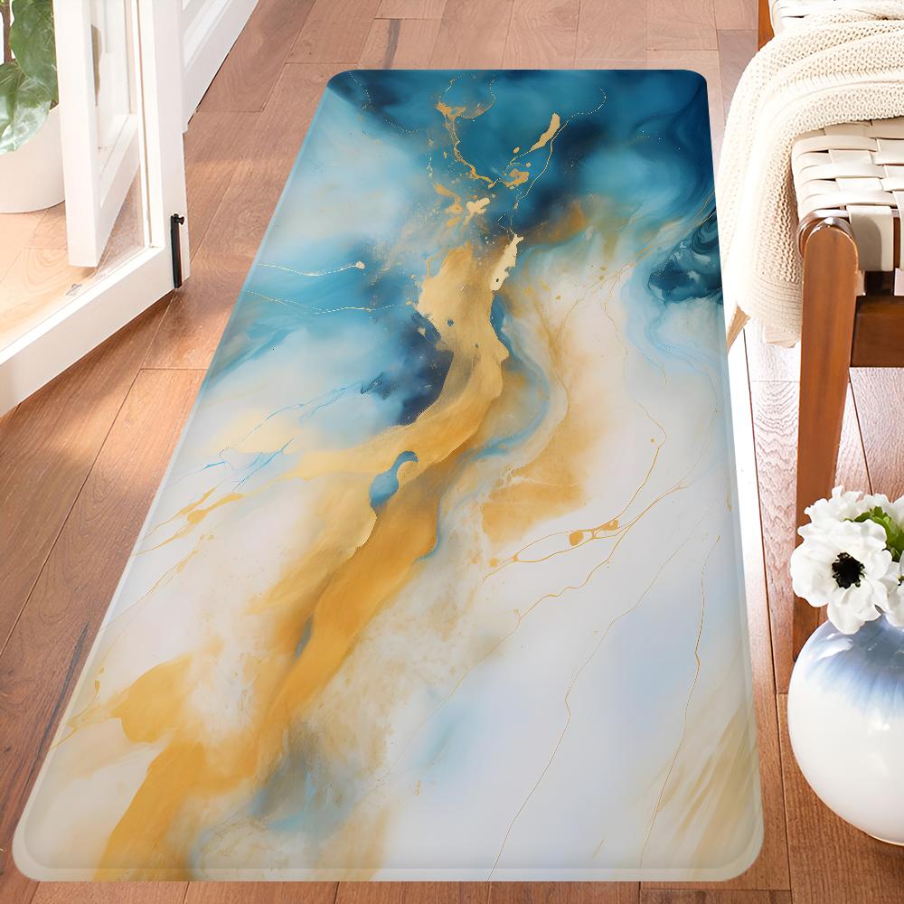 Цвет Синий Золотой Белый Мрамор Ковер для Прихожей Нескользящий Коврик для Прачечной Декор для Прачечной Балкон Детская Гостиная Туалетный Коврик