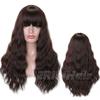 LISI HAIR Ladies Fashion Long Wavy Hair Wig with Bangs Black Brown Blonde Synthetic Fiber Wig with Bangs Party Daily Wear