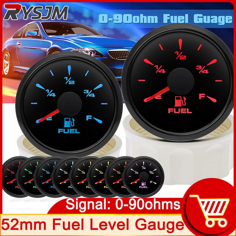0-90 Ohm Boat Marine Fuel Level Gauge 52mm Pointer Fuel Level Meter 7 Colors LED Display for Universal Boat Car Truck customized