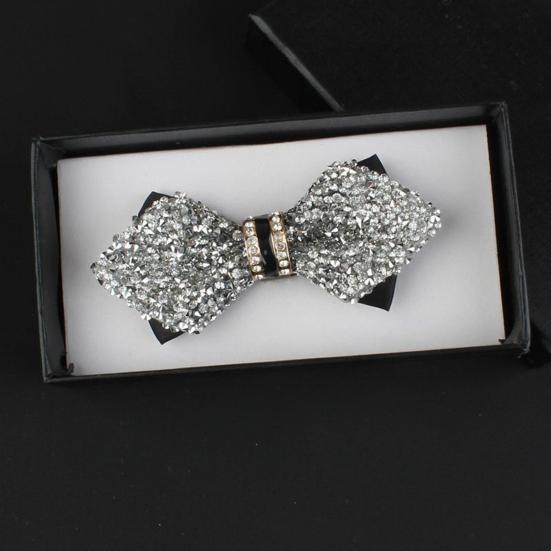Yousheng Bow Tie Sparkling Rhinestones Inlaid Adjustable Tightness Formal Bow Tie Versatile Business Banquet Office Matching Decoration