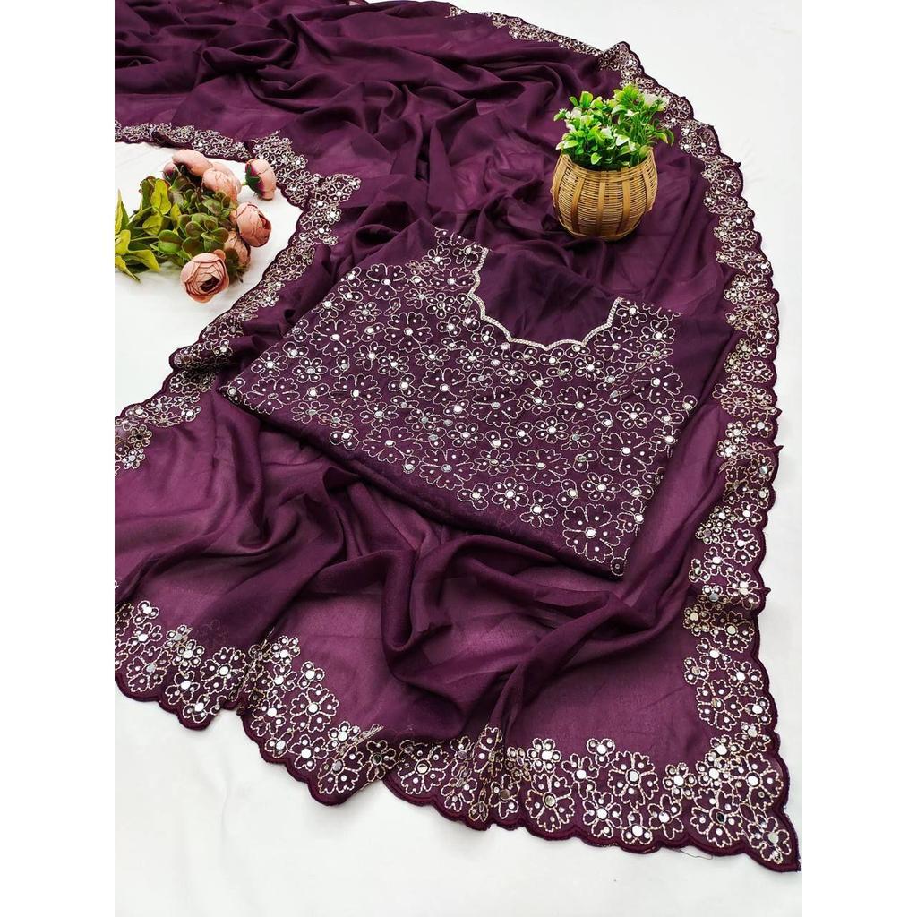 *Представлена Коллекция Красивых Вечерних Сари с Зеркальной Вышивкой*