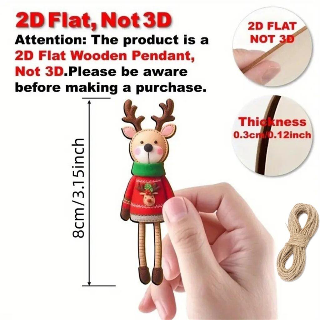 8 штук Разноцветные Рождественские Олени Деревянные Подвески-Украшения, Подвесные Украшения для Рождественской Елки, Праздничные Украшения для Вечеринки