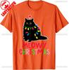New Style Lovely Kawaii Meowy Christmas Xmas Lights Black Cat Pajamas Family Funny Unisex Unisex High Quality Cotton TShirt
