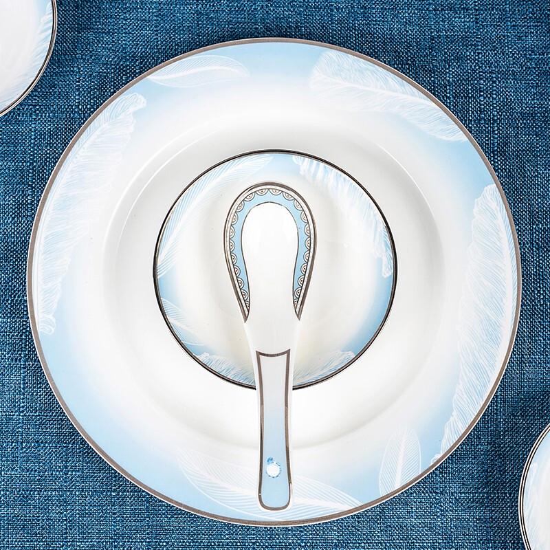 Jingxun 16-Piece White Jade Danqing Ceramic Dinnerware Set